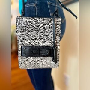 Derek Lam 10 Crosby Bag Crossbody Black Cream Snake Print Leather Flap Front